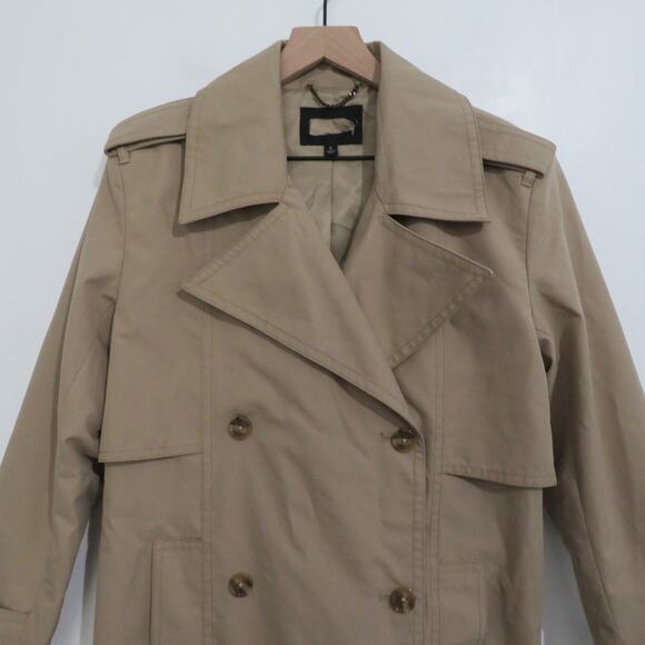 Banana Republic Womens Sz S Maverick Tan Timeless Trench Coat Belted Classic - Picture 3 of 7